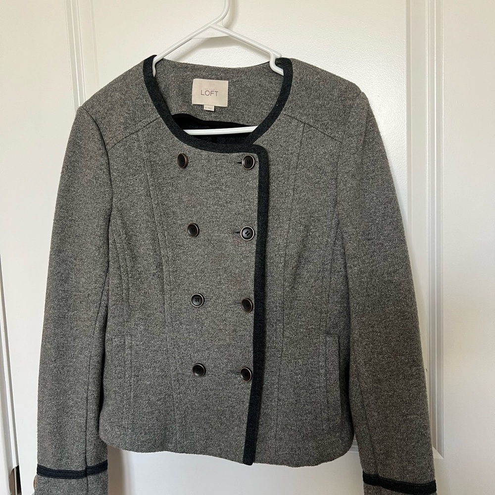 LOFT Women's Charcoal Double-Breasted Blazer